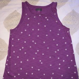 Purple Floral Cotton Tank Top
